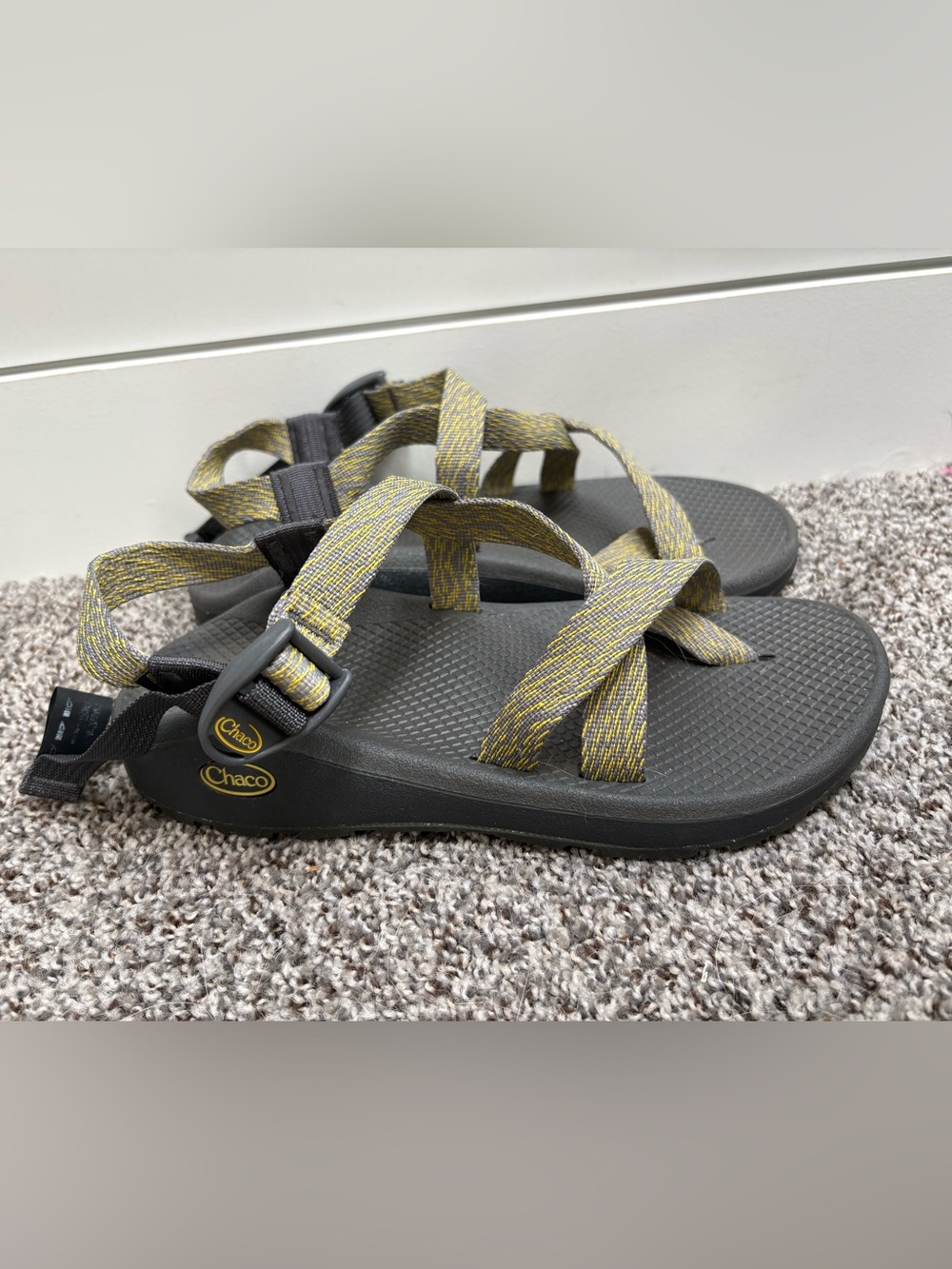 Chaco Men’s Z Sandals in Yellow and Gray Size 8